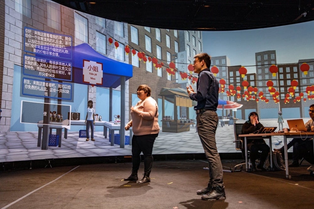 A simulated Beijing in an immersion lab at Rensselaer Polytechnic Institute in Troy, N.Y., where students can learn Mandarin Chinese.